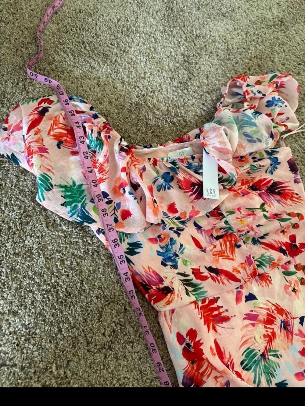 NWT NSR (Napean Sea Road) Floral Ruffled Midi Dress SIZE Small - Picture 10 of 12